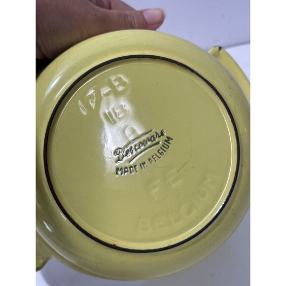 Descoware Casserole Dish Pan Enameled Cast Iron 17B 18 FE Yellow No Lid Belgium - Picture 7 of 10